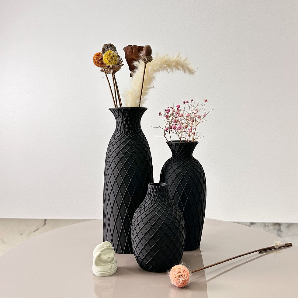 Thumbnail: Bohemian Spider Web Textured Vase Set - 3 Pieces
