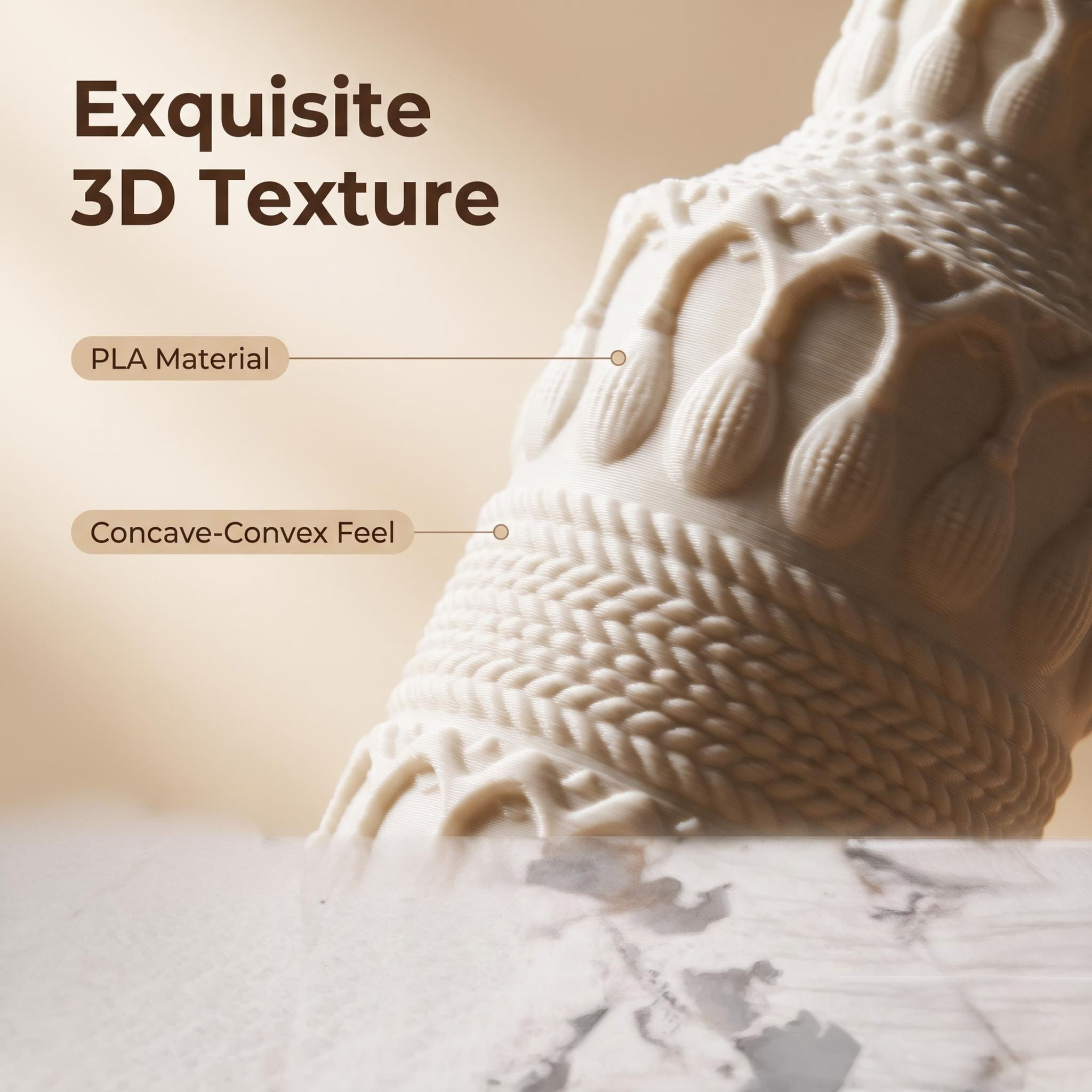 3D Printed Embossed Texture Decorative Vases 2-Piece Set