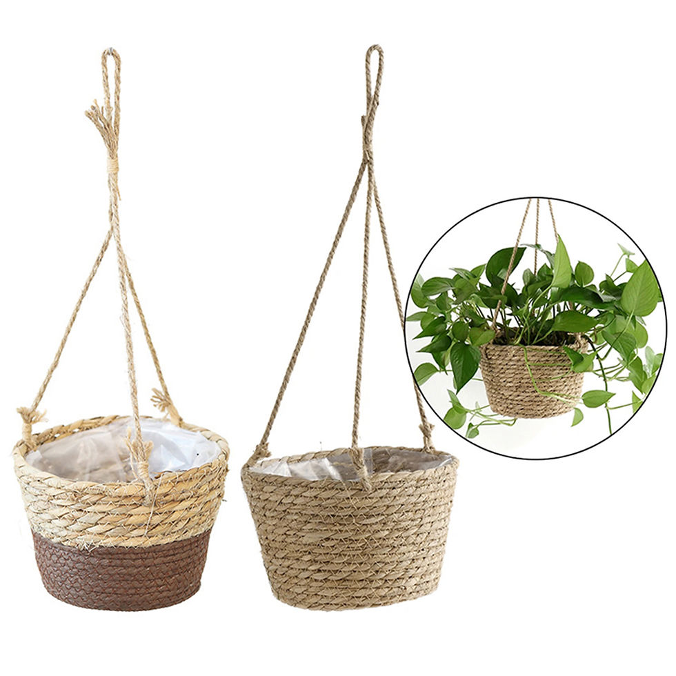 Thumbnail: Woven Straw Hanging Basket Planter