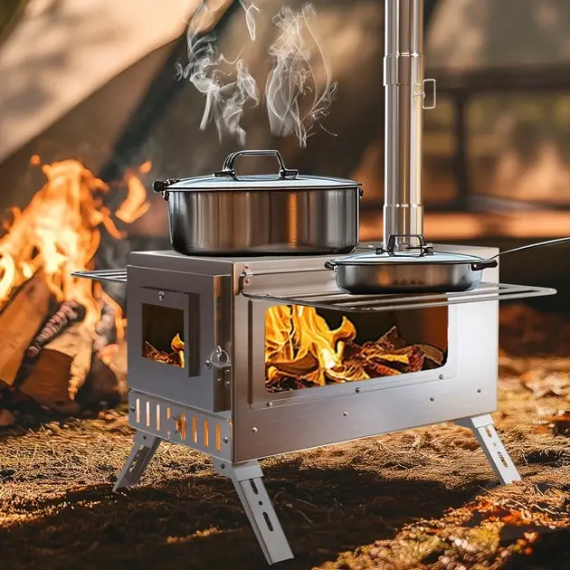 unho Portable Stainless Steel Wood Burning Tent Stove