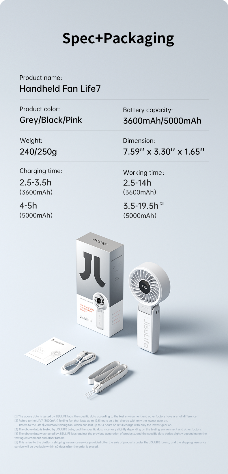 Thumbnail: JISULIFE Portable Handheld Fan with LED Display and 5 Speeds