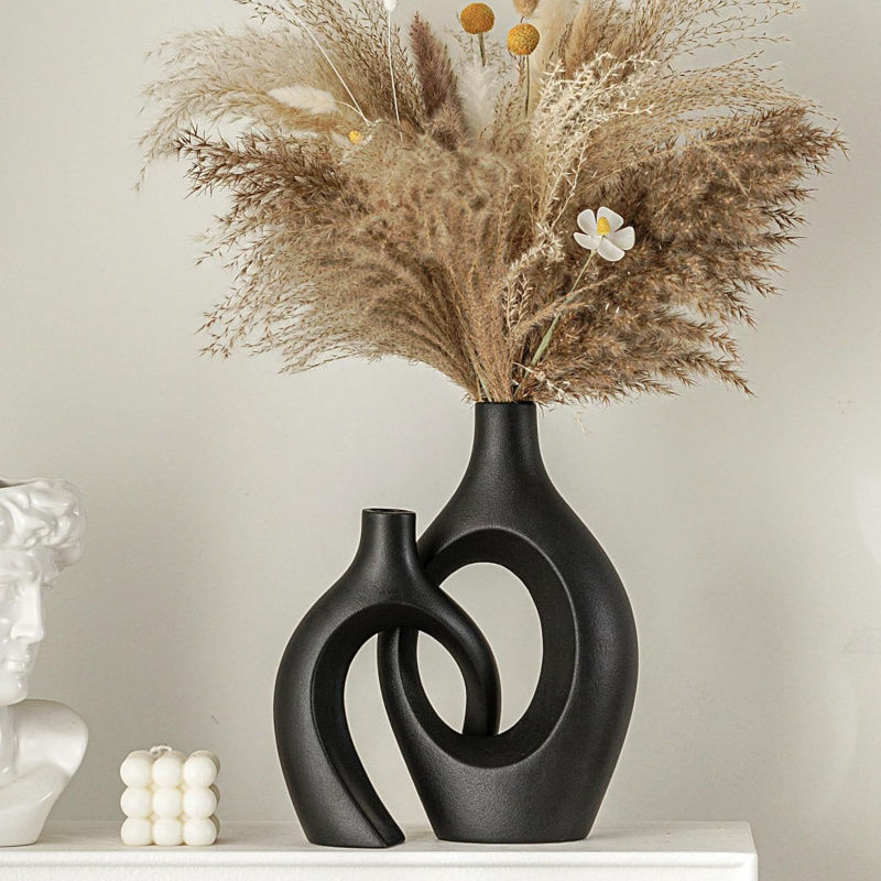 Modern Scandinavian Hollow Aesthetic Resin Vase Set of 2