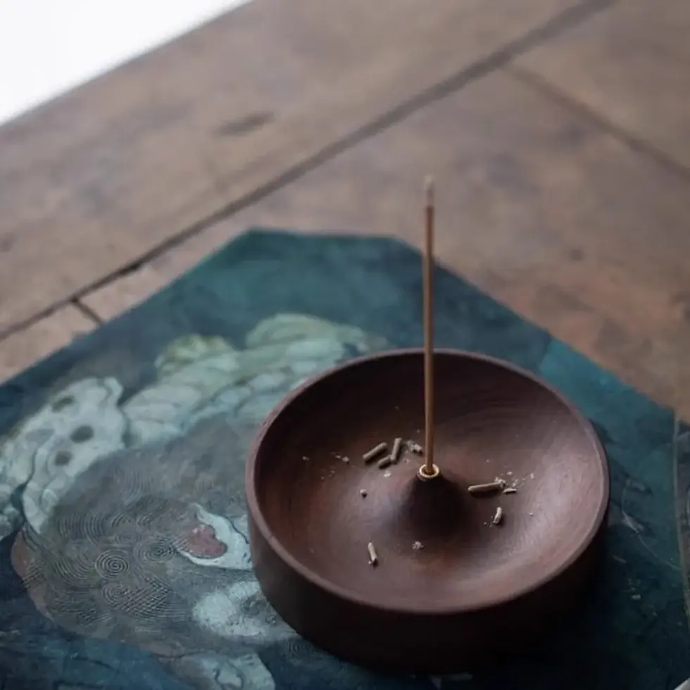 Thumbnail: Black Walnut Solid Wood Handmade Tea Ceremony Incense Burner