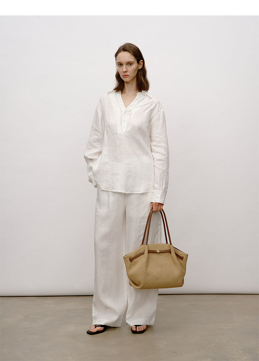 Thumbnail: La Festin Woven Cotton Shoulder Tote Bag