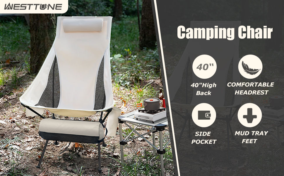 Thumbnail: Westtune Portable Folding Camping Chair with Headrest