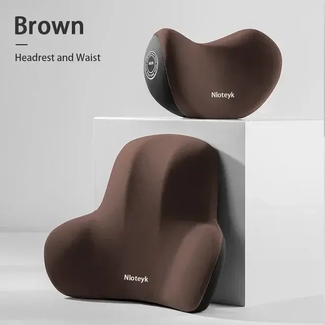 Thumbnail: Ergonomic Memory Foam Car Headrest and Lumbar Support Set