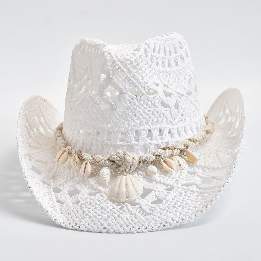 Thumbnail: Women's Hand-Woven Straw Sun Hat with Shell Detail