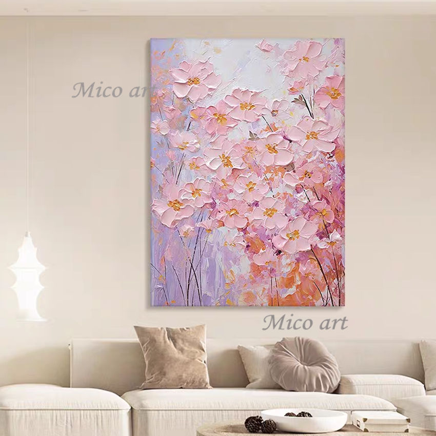 Thumbnail: Hand Painted Purple Flower Canvas Oil Painting