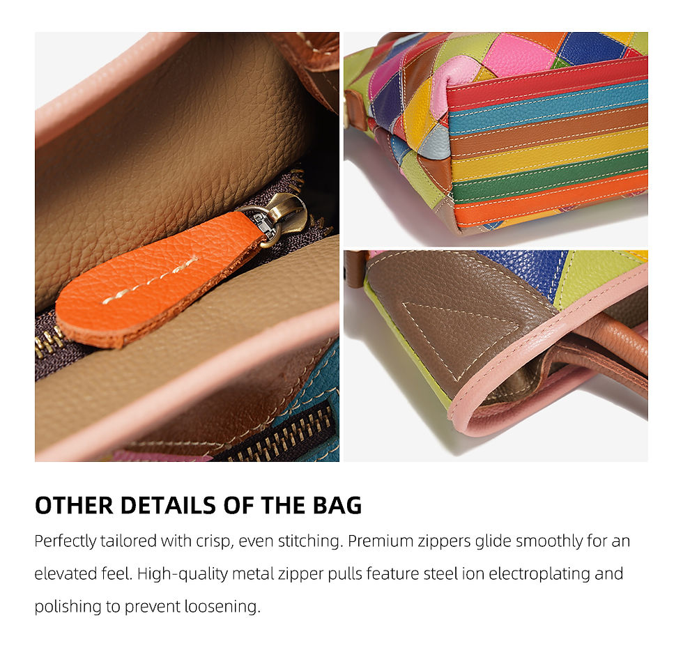 Thumbnail: Zency Women's Colourful Patchwork Leather Tote Bag