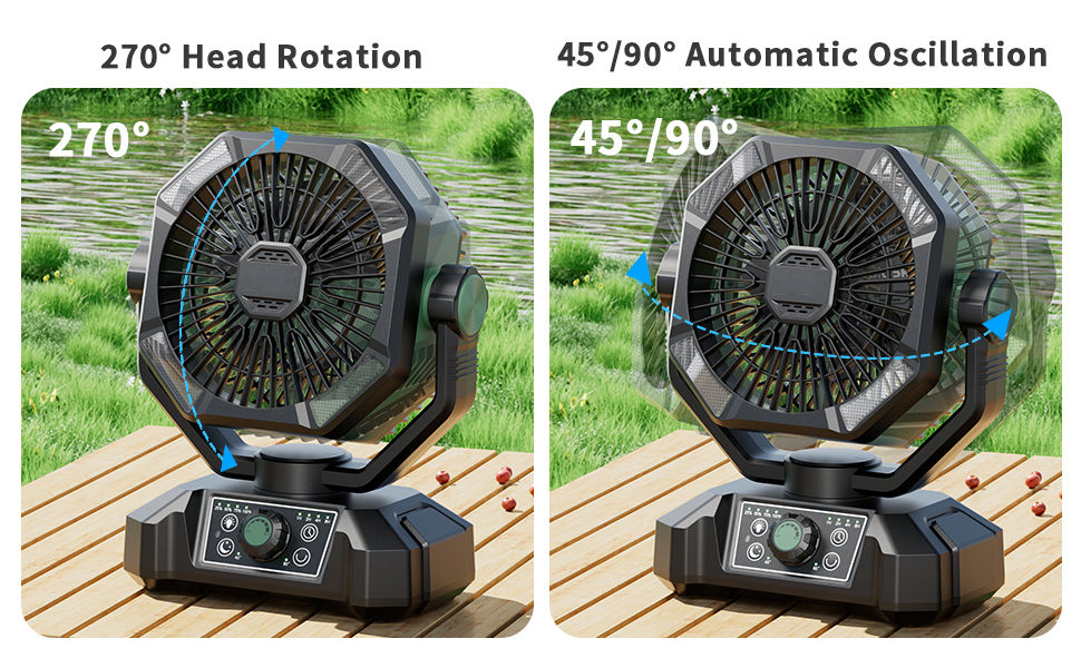 Thumbnail: 20000mAh Battery Camping Fan with 4 LED Lantern and 8 Speeds