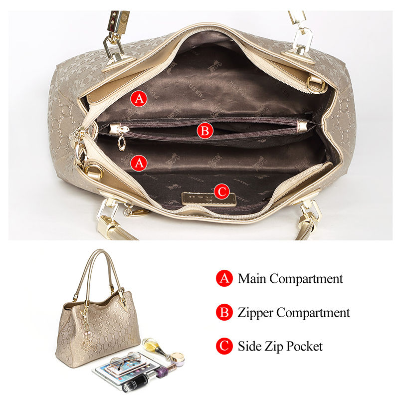 Thumbnail: FOXER Genuine Split Leather Women's Shoulder Handbag