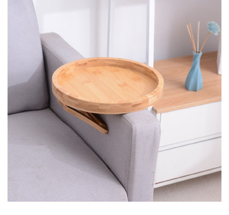 Thumbnail: Natural Wooden Sofa Armrest Clip-On Tray Table