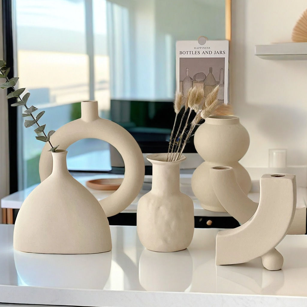Nordic Polygon Circular Ceramic Vase