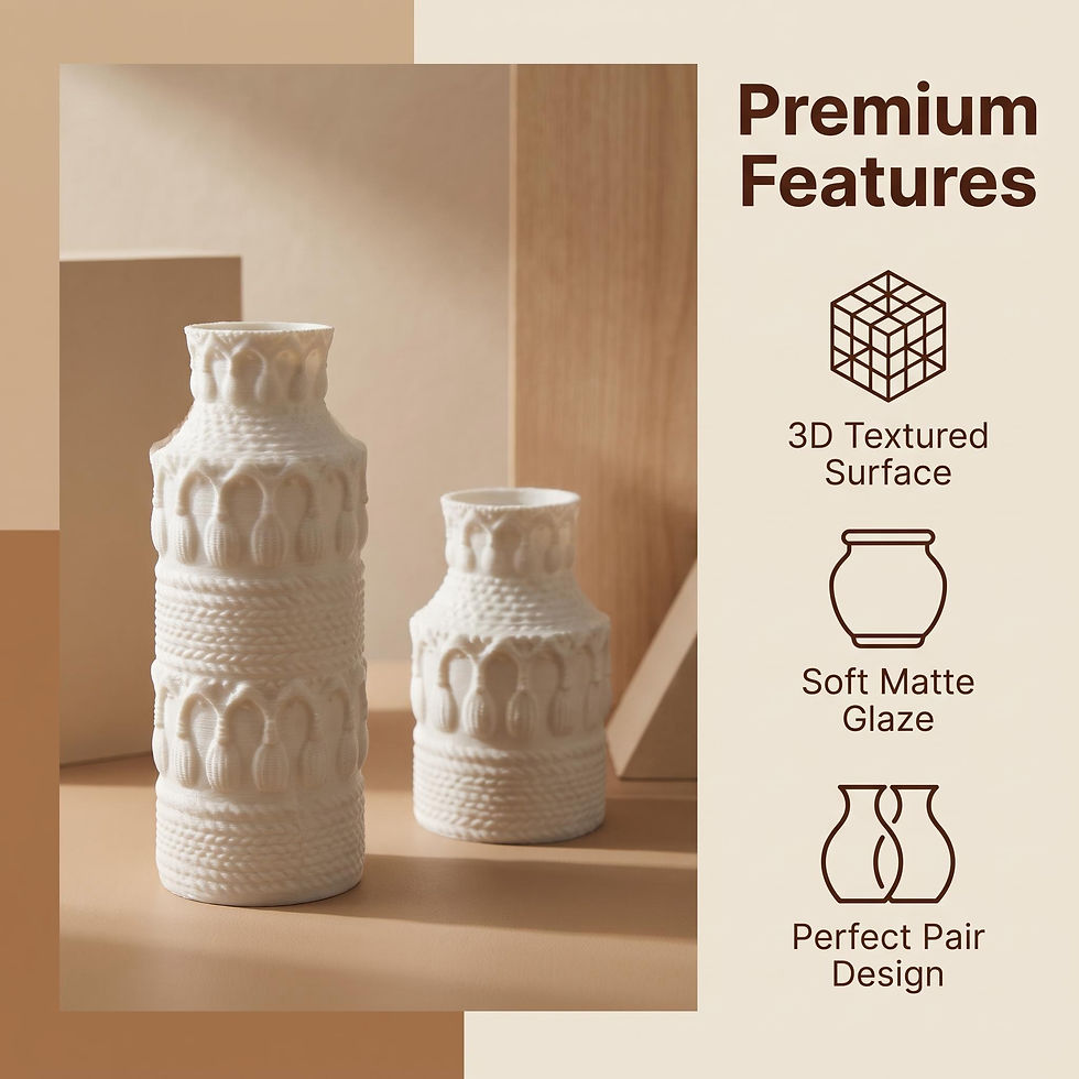 Thumbnail: 3D Printed Embossed Texture Decorative Vases 2-Piece Set