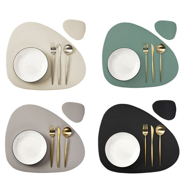 Cream PU Leather Placemat and Coaster Set