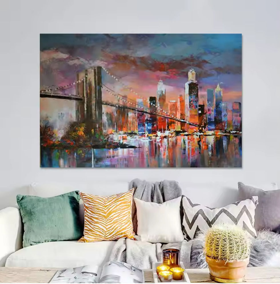 Thumbnail: Modern Abstract New York City Textured Canvas Oil Painting