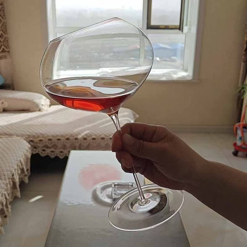 Thumbnail: 700ml Ultra-Thin Large Capacity Peach Heart Burgundy Wine Glass