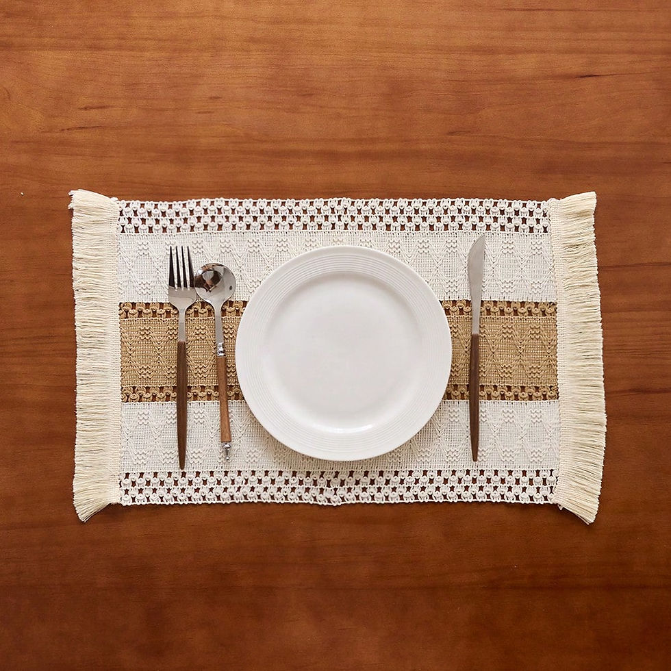 Thumbnail: Farmhouse Woven Tassel Rectangular Table Placemats