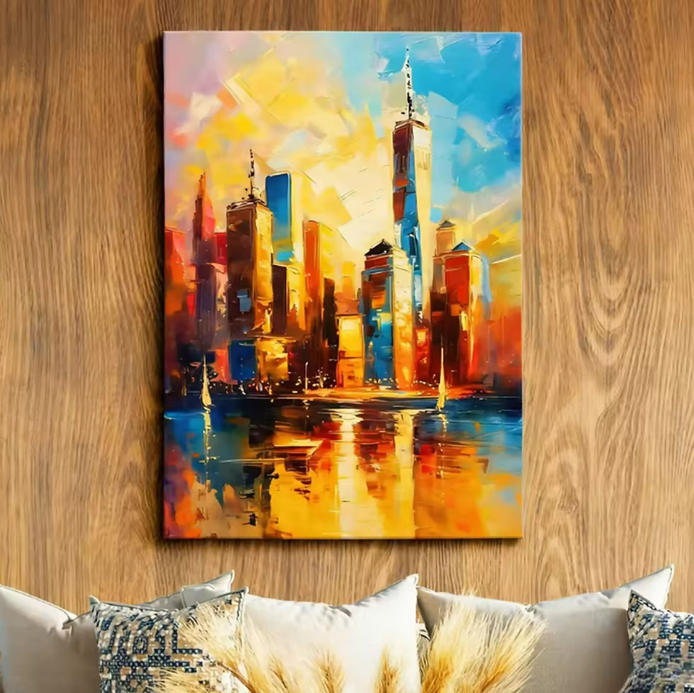 Thumbnail: Modern Abstract New York City Textured Canvas Oil Painting