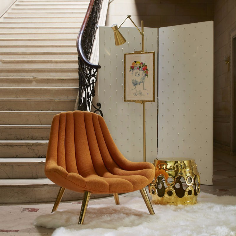 Thumbnail: Modern Gold Metal LED Floor Lamp with Marble Detail