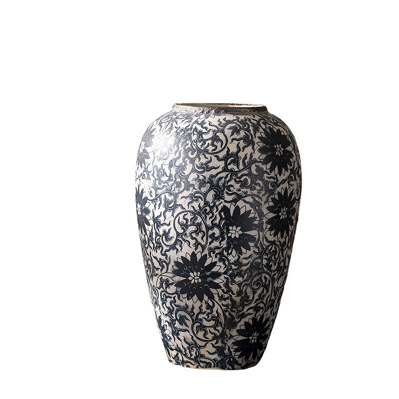 Thumbnail: Vintage Blue and White Porcelain Cylinder Ceramic Vase