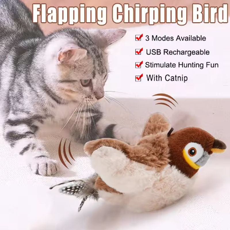 Plush Flapping Shaky Bird Cat Toy