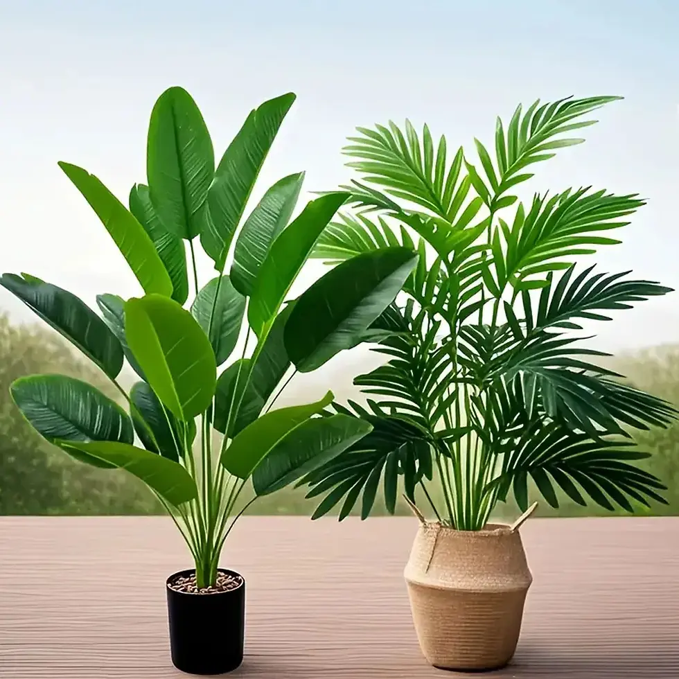 Thumbnail: Set of 2 Large Artificial Palm and Banana Leaf Trees 82cm