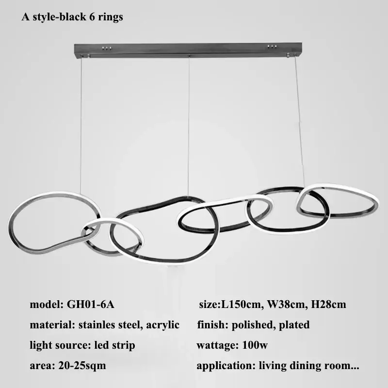 Thumbnail: Modern Irregular Ring LED Pendant Chandelier