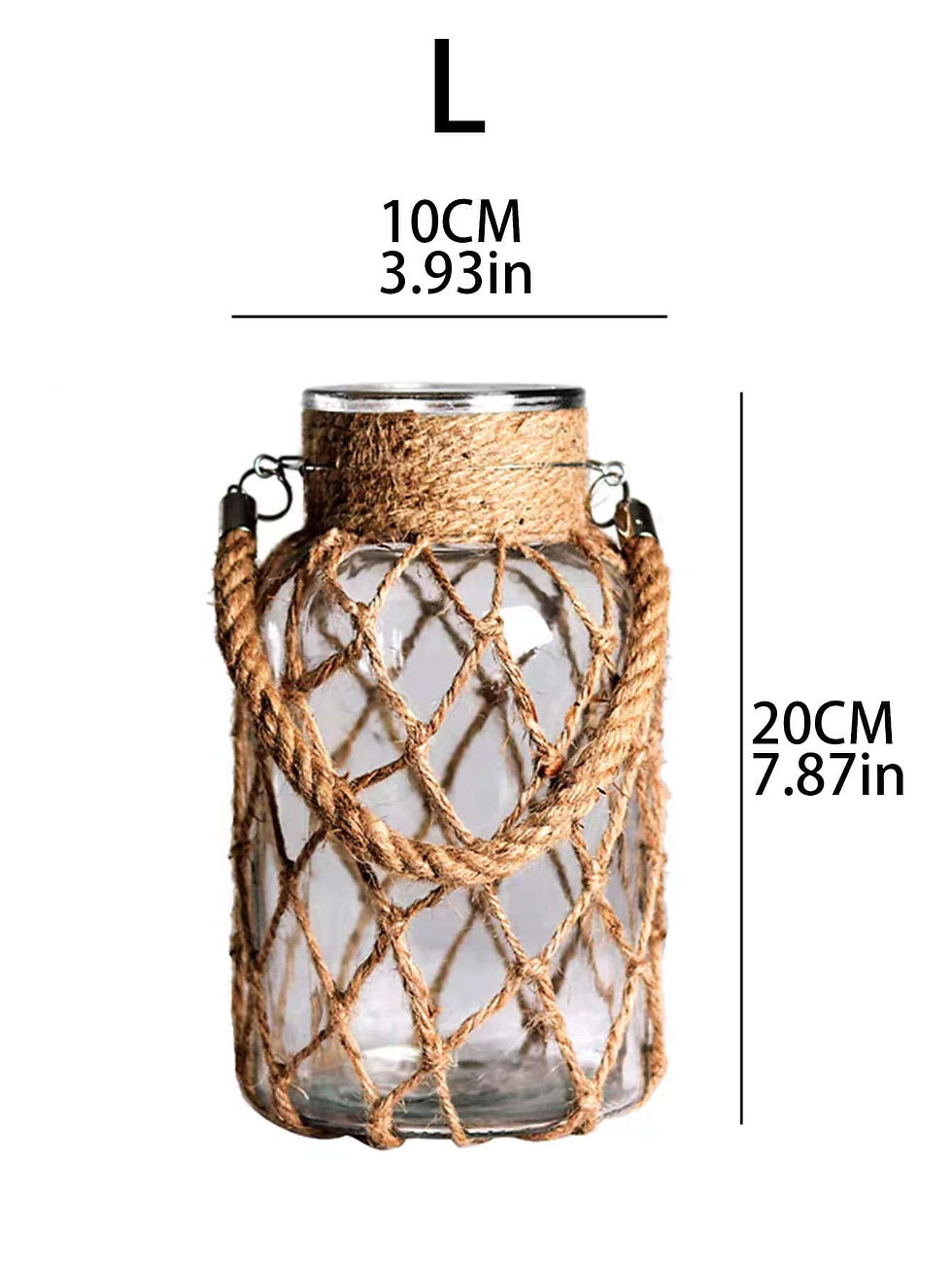 Thumbnail: Rustic Hanging Glass Vase with Hemp Rope Net