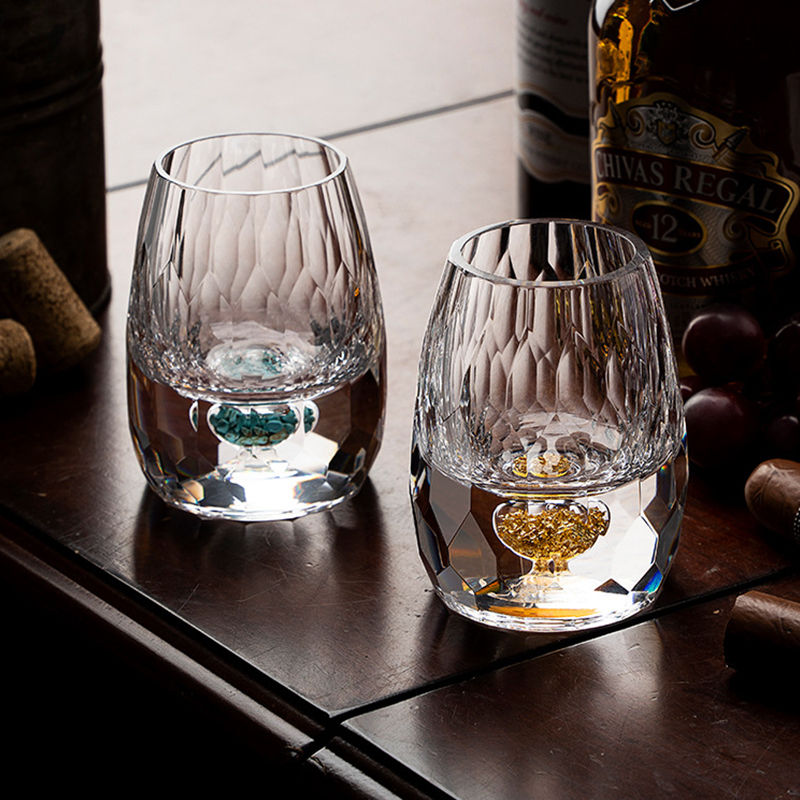 Thumbnail: Gold Foil Crystal Whiskey Glass