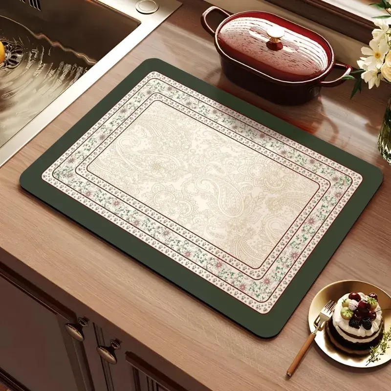 Thumbnail: Vintage Floral Diatomaceous Earth Kitchen Drying Mat