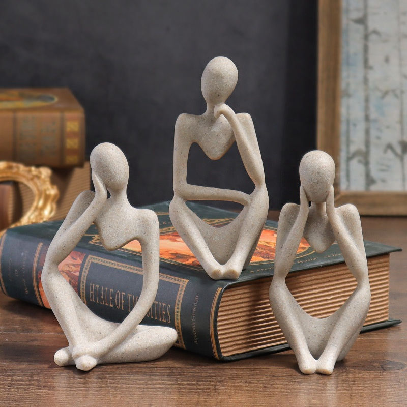 Minimalist Human Contemplation Sculpture Figurine