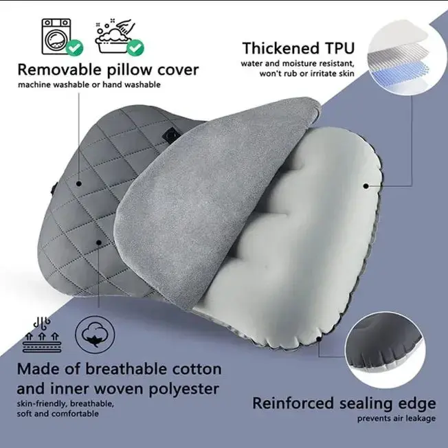 Thumbnail: Ultralight Inflatable Travel & Camping Pillow with Washable Cover