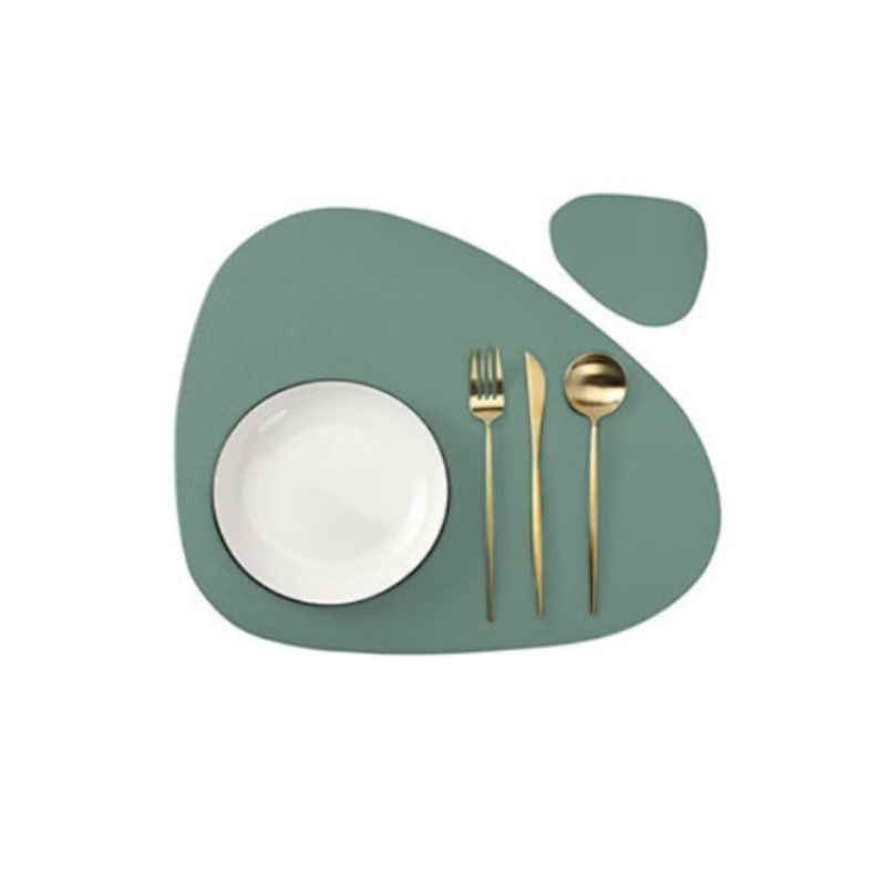 Thumbnail: Cream PU Leather Placemat and Coaster Set