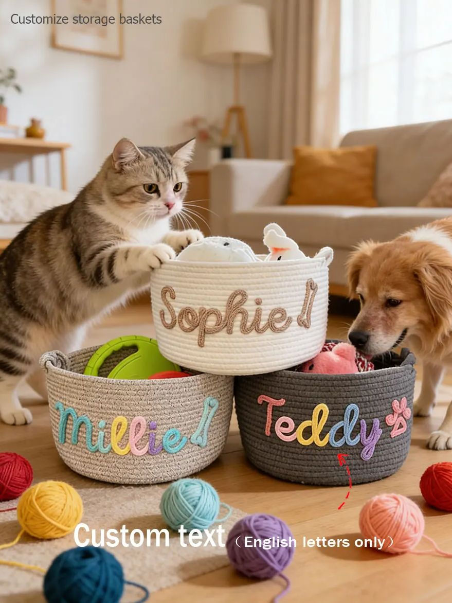 Thumbnail: Personalised Cotton Rope Dog Toy Storage Basket