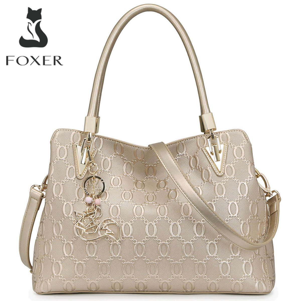 FOXER Genuine Split Leather Women's Shoulder Handbag