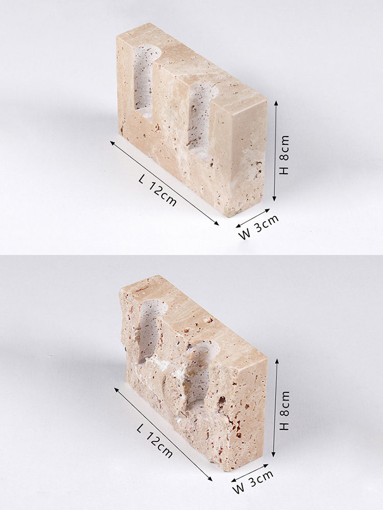 Thumbnail: Vintage Travertine 2-Hole Marble Candlestick Holder