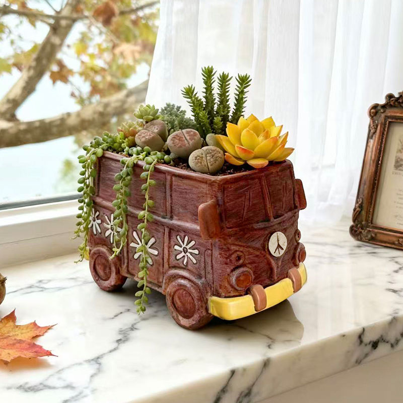 Bus Planter Resin Flowerpot