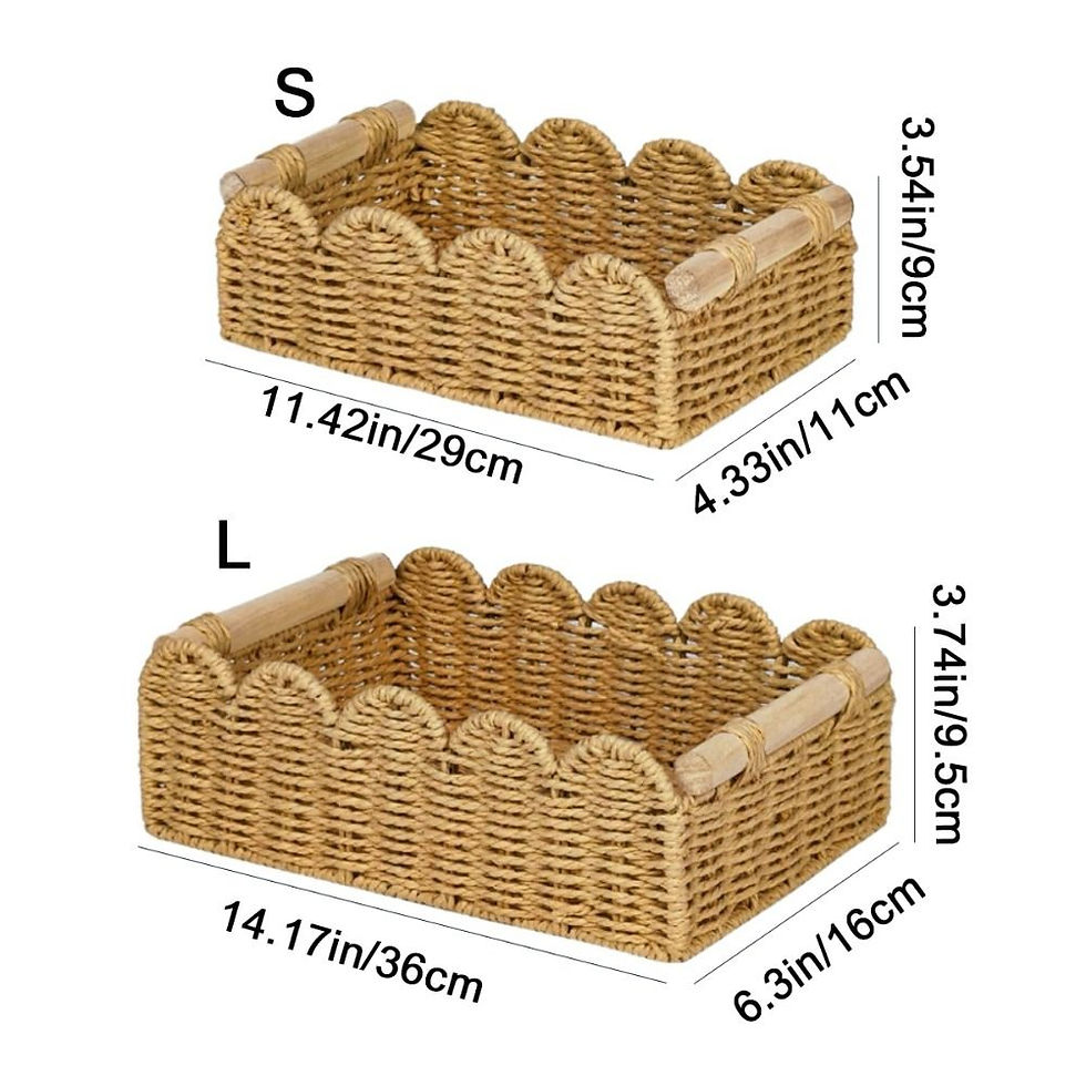 Thumbnail: Handwoven Paper Rope Scalloped Storage Basket
