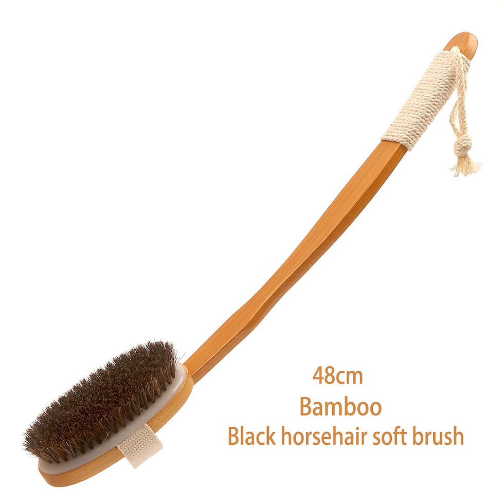 Thumbnail: Bamboo Curved Handle Pig Mane Foldable Bath Brush 48cm