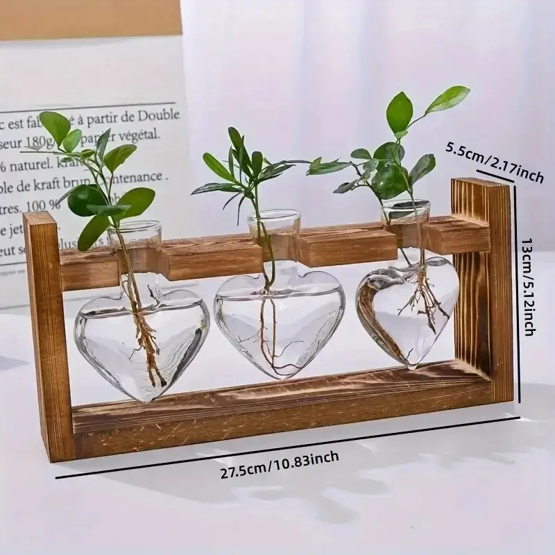 Thumbnail: European Style Desktop Glass Hydroponic Planter with Wooden Stand