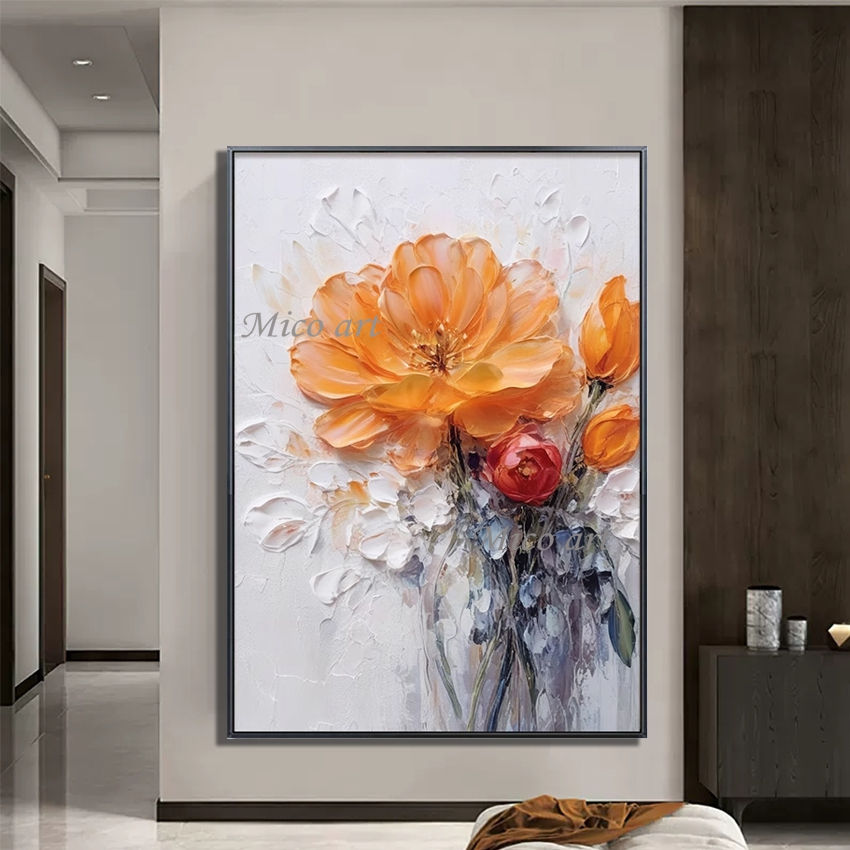 Thumbnail: Hand Painted Purple Flower Canvas Oil Painting