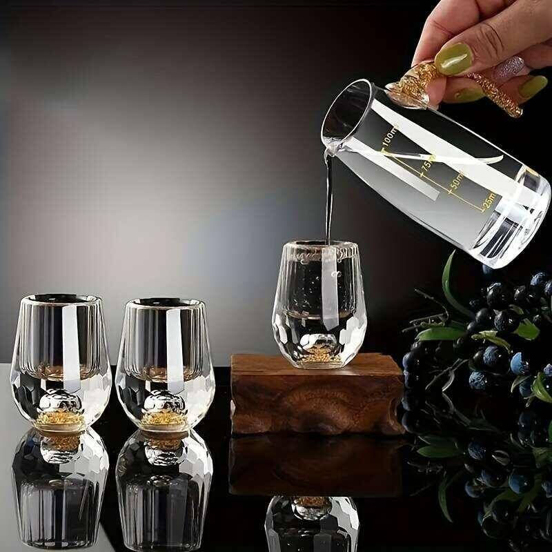 Thumbnail: Luxurious Crystal Golden Foil Shot Glasses