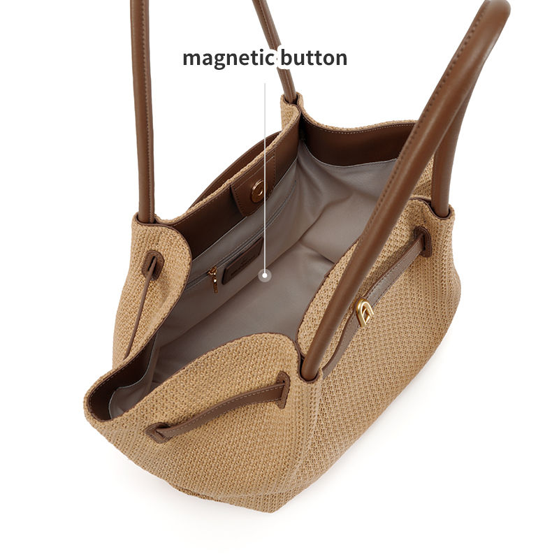 Thumbnail: La Festin Woven Cotton Shoulder Tote Bag