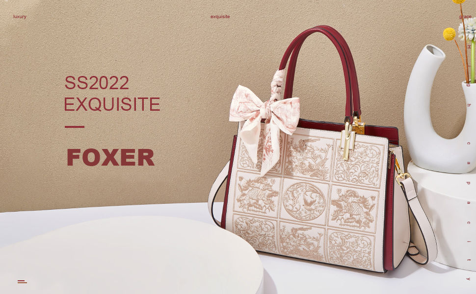 Thumbnail: FOXER Women's Office Lady Split Leather Tote Crossbody Handbag