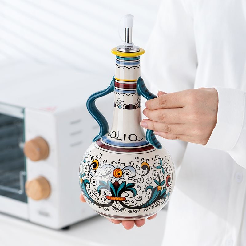 Thumbnail: Embossed Ceramic Olive Oil and Vinegar Dispenser