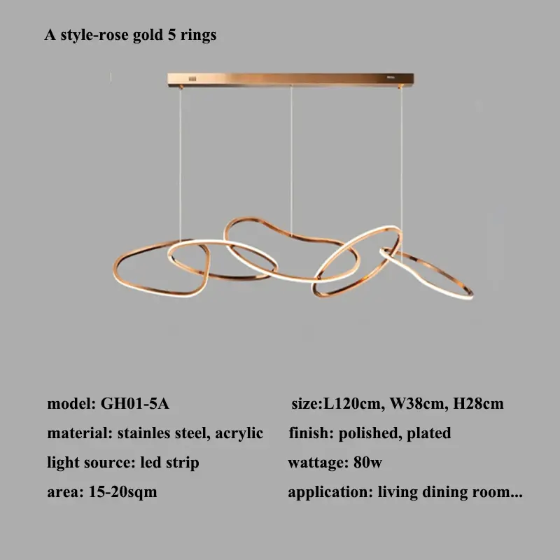 Thumbnail: Modern Irregular Ring LED Pendant Chandelier