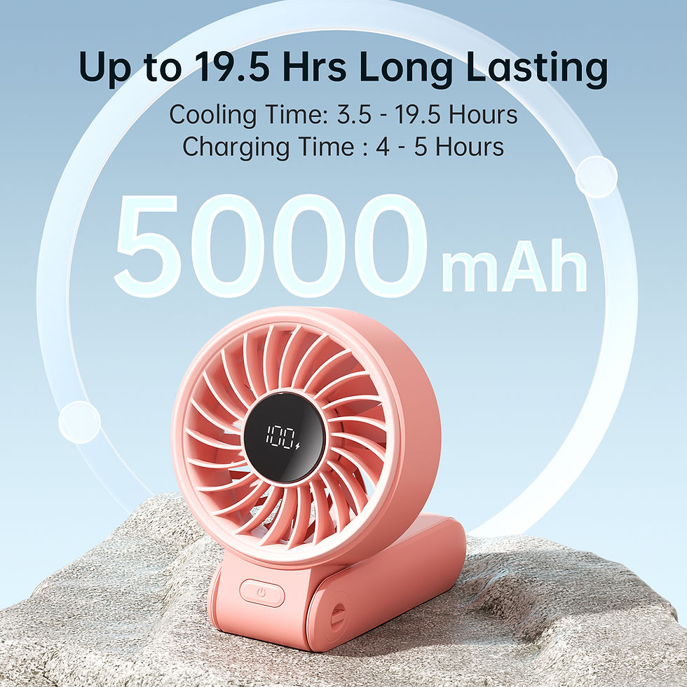 Thumbnail: JISULIFE Portable Handheld Fan with LED Display and 5 Speeds