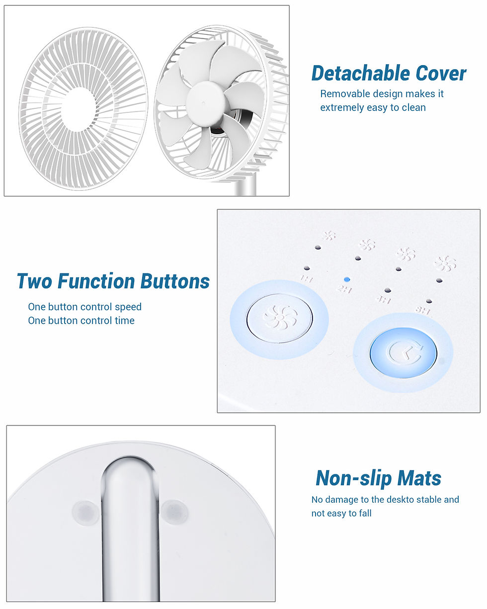 Thumbnail: Foldable Mini USB Table Fan with 4 Speeds and Timer
