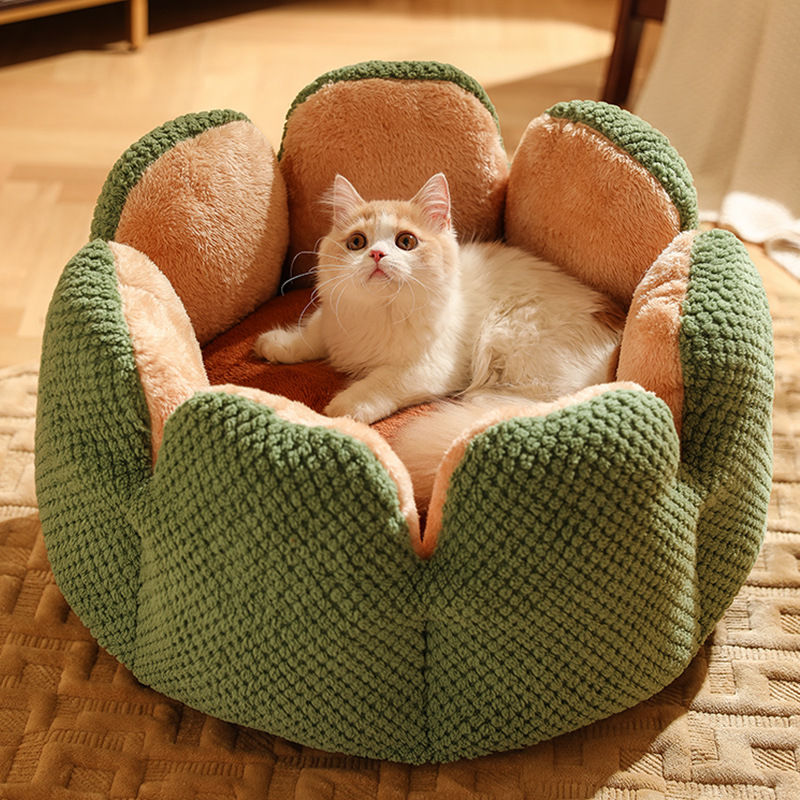 Winter Warm Cactus Petal Cat Bed and House